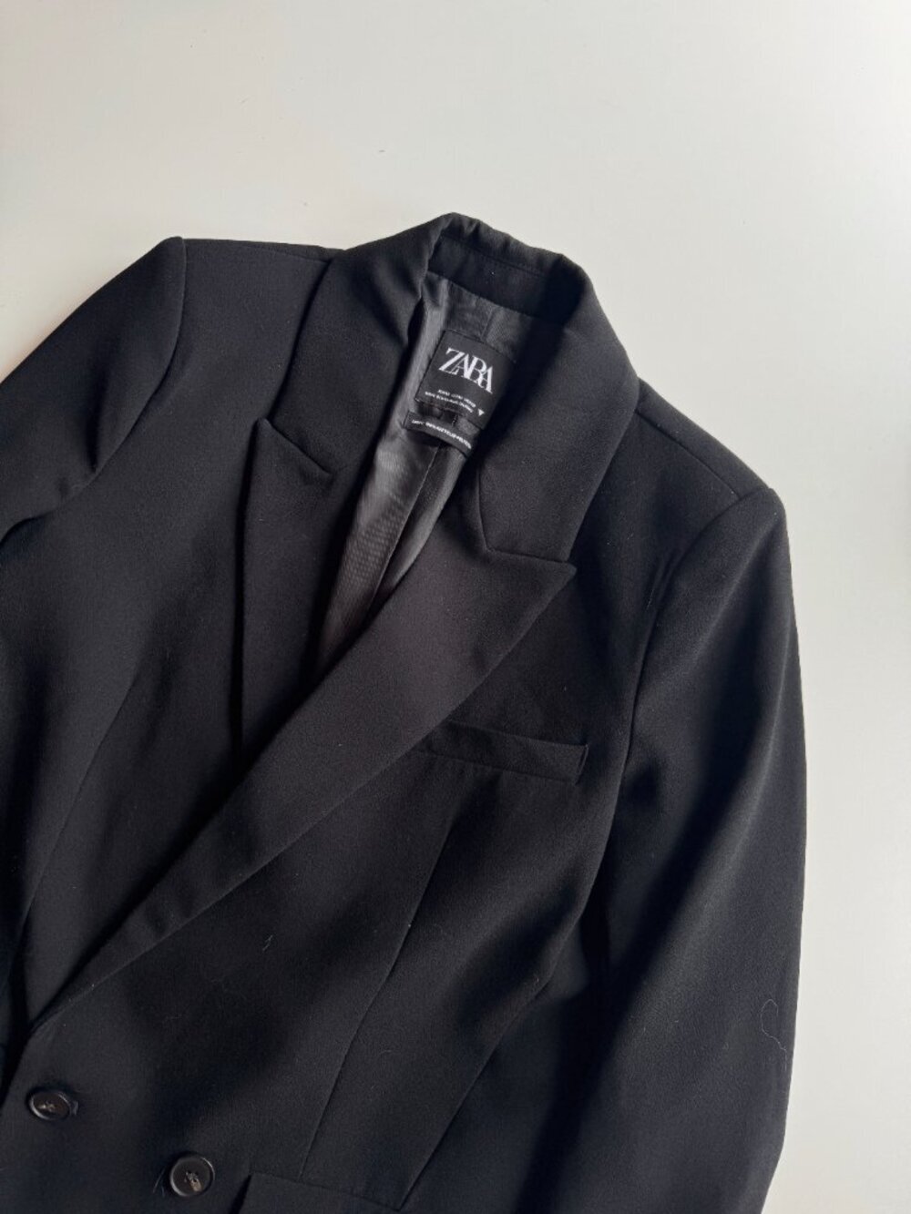 ZARA Black Crepe Double Breasted Oversized Cocoon Blazer Suit Jacket, Size M - Picture 6 of 12